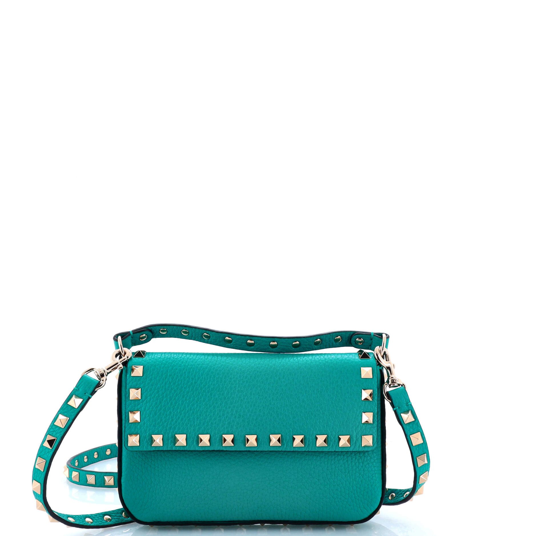 Rockstud Top Handle Crossbody Pouch Leather Mini