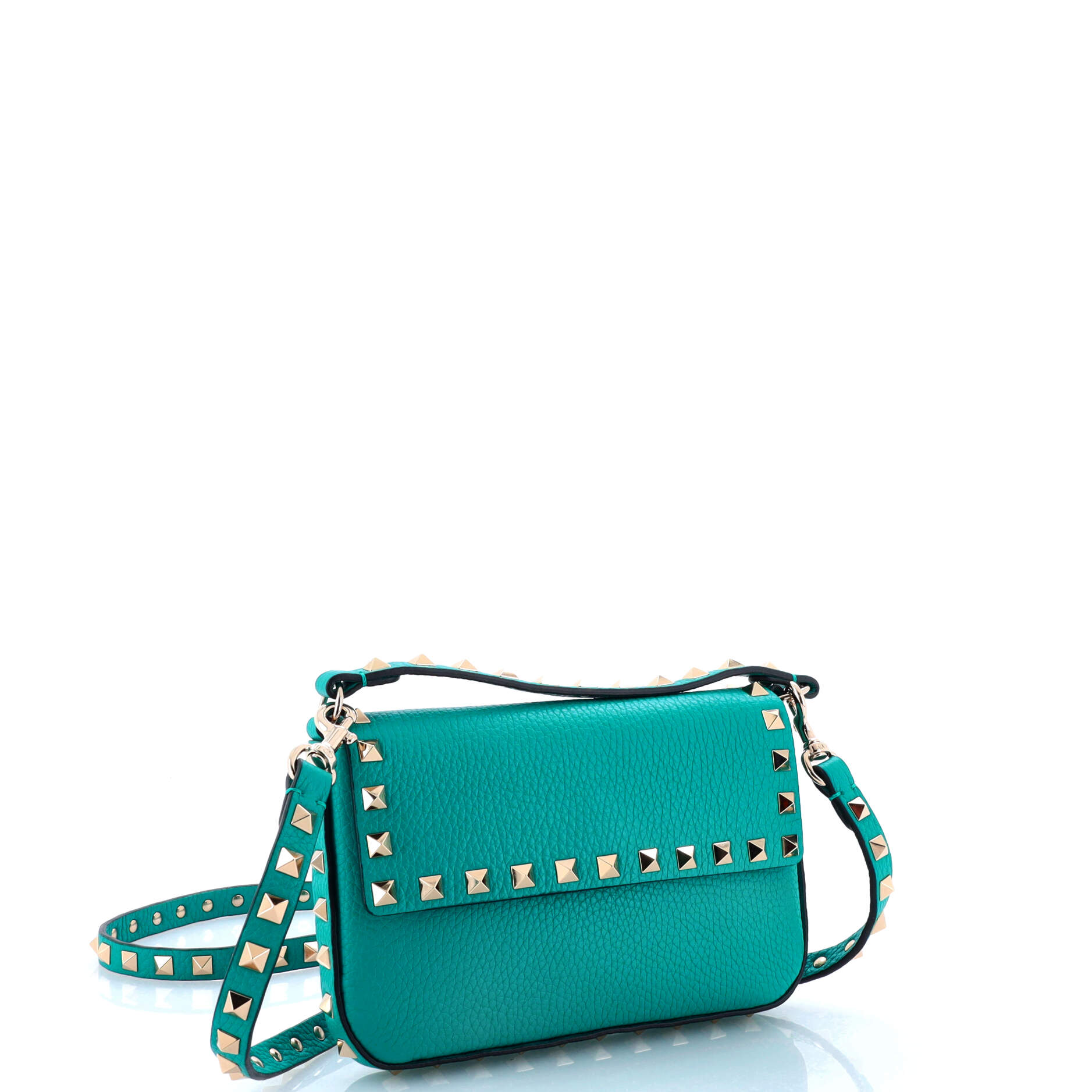 Rockstud Top Handle Crossbody Pouch Leather Mini