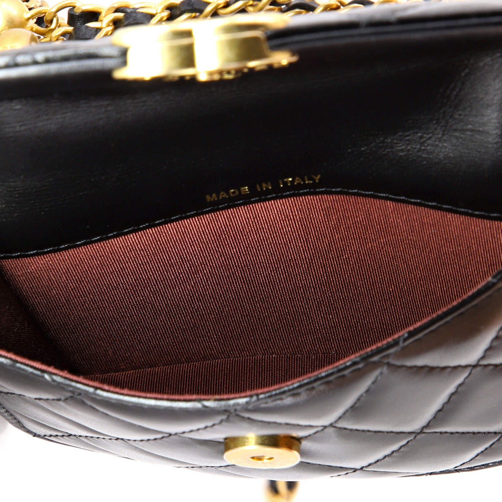 Perfect Fit Flap Coin Purse with Chain Quilted Calfskin