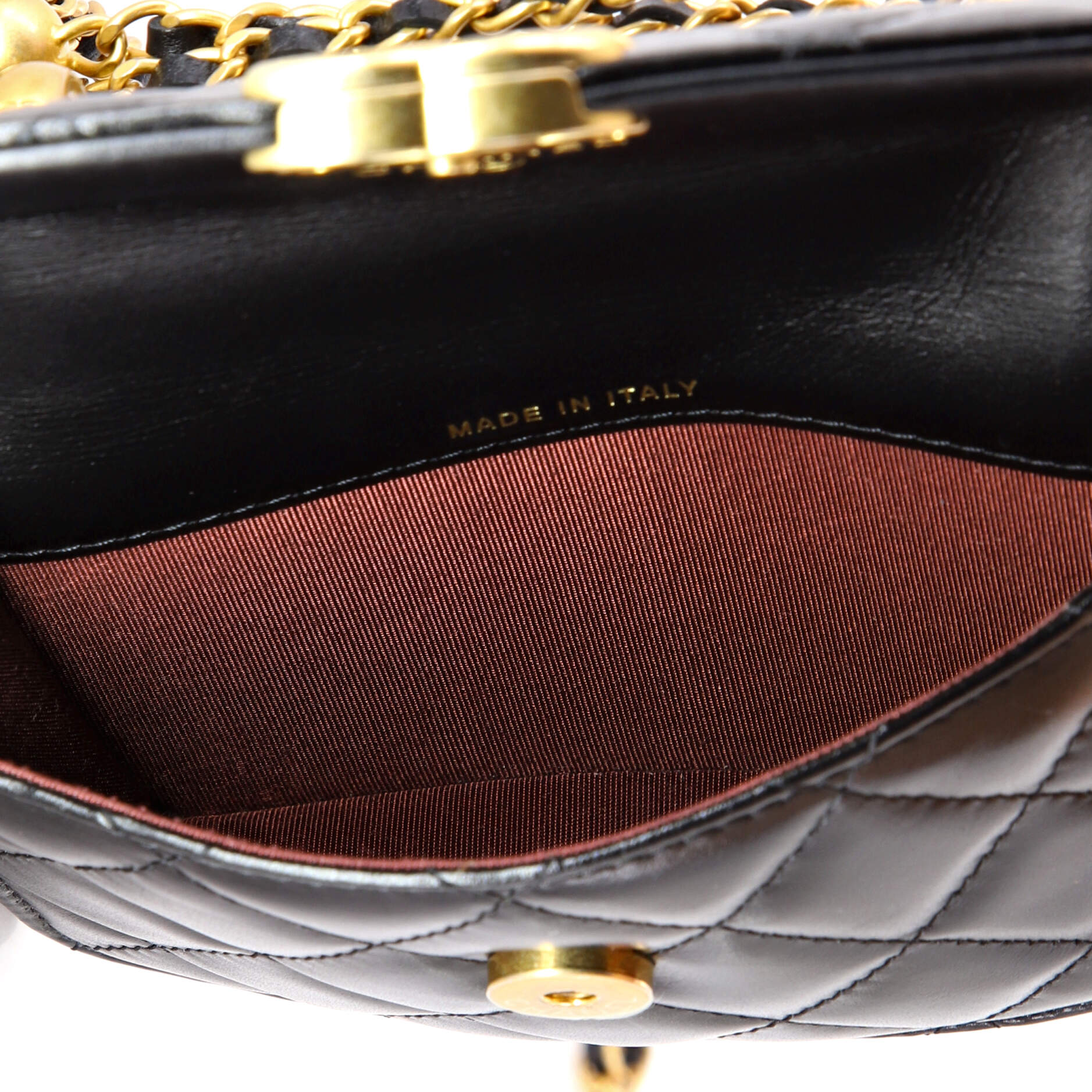 Perfect Fit Flap Coin Purse with Chain Quilted Calfskin