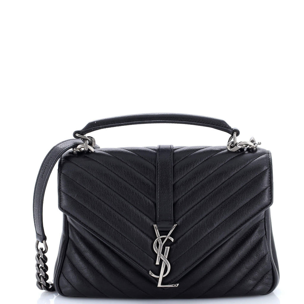 Classic Monogram College Bag Matelasse Chevron Leather Medium