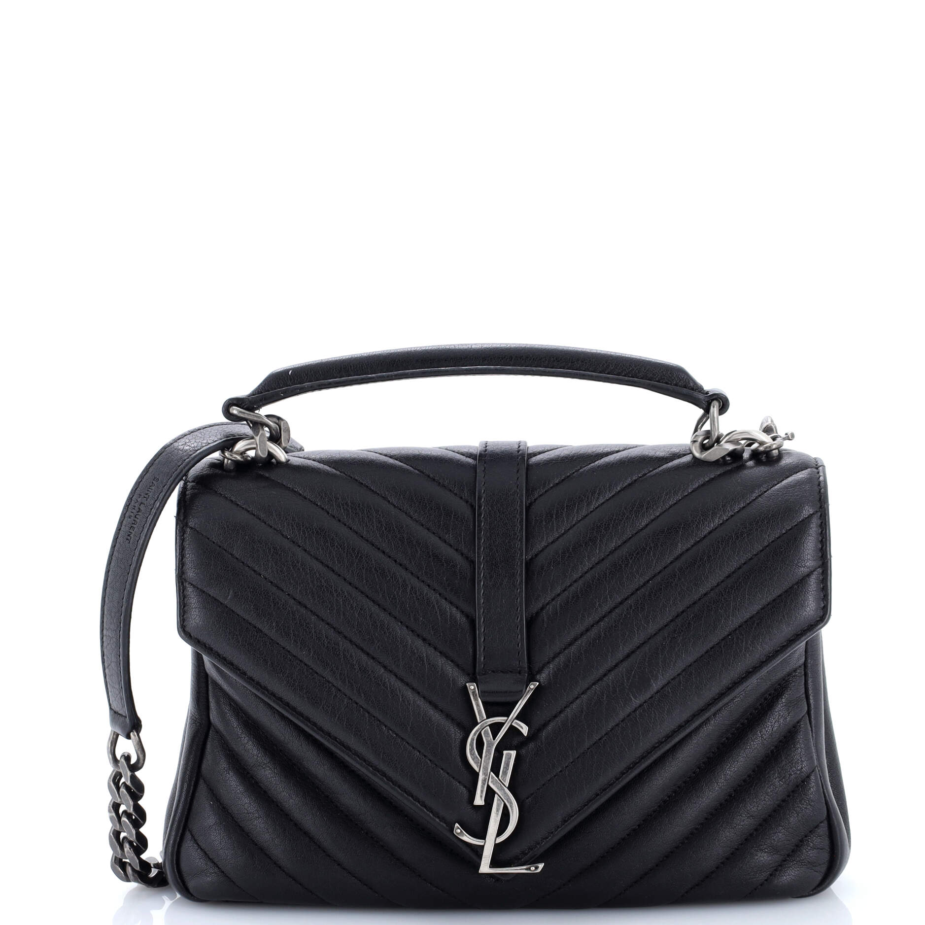 Classic Monogram College Bag Matelasse Chevron Leather Medium