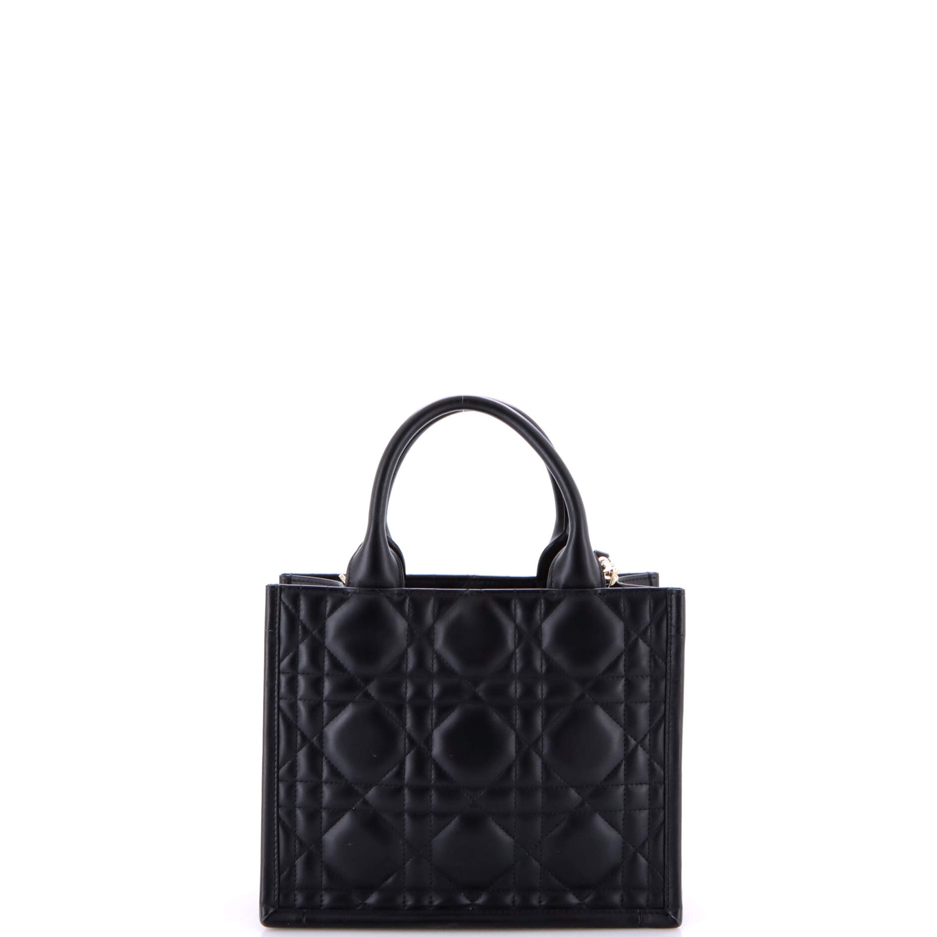 Book Tote with Strap Cannage Quilt Lambskin Small