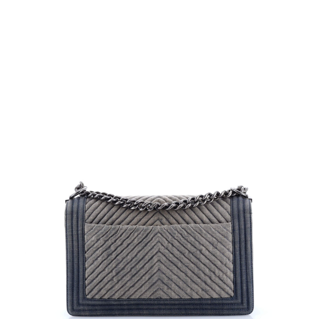Boy Flap Bag Chevron Denim New Medium
