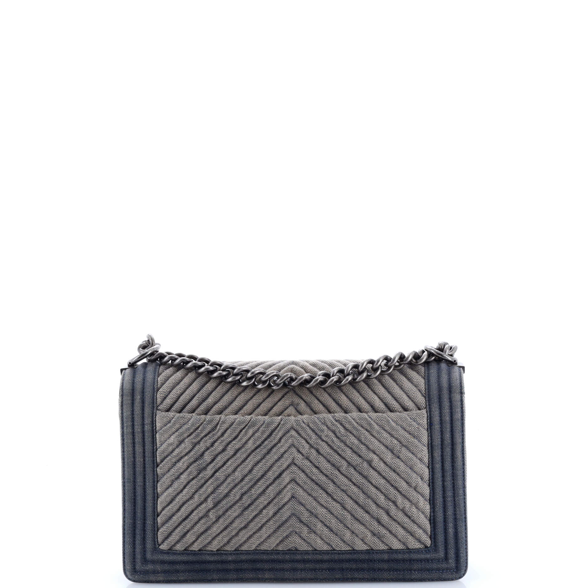 Boy Flap Bag Chevron Denim New Medium