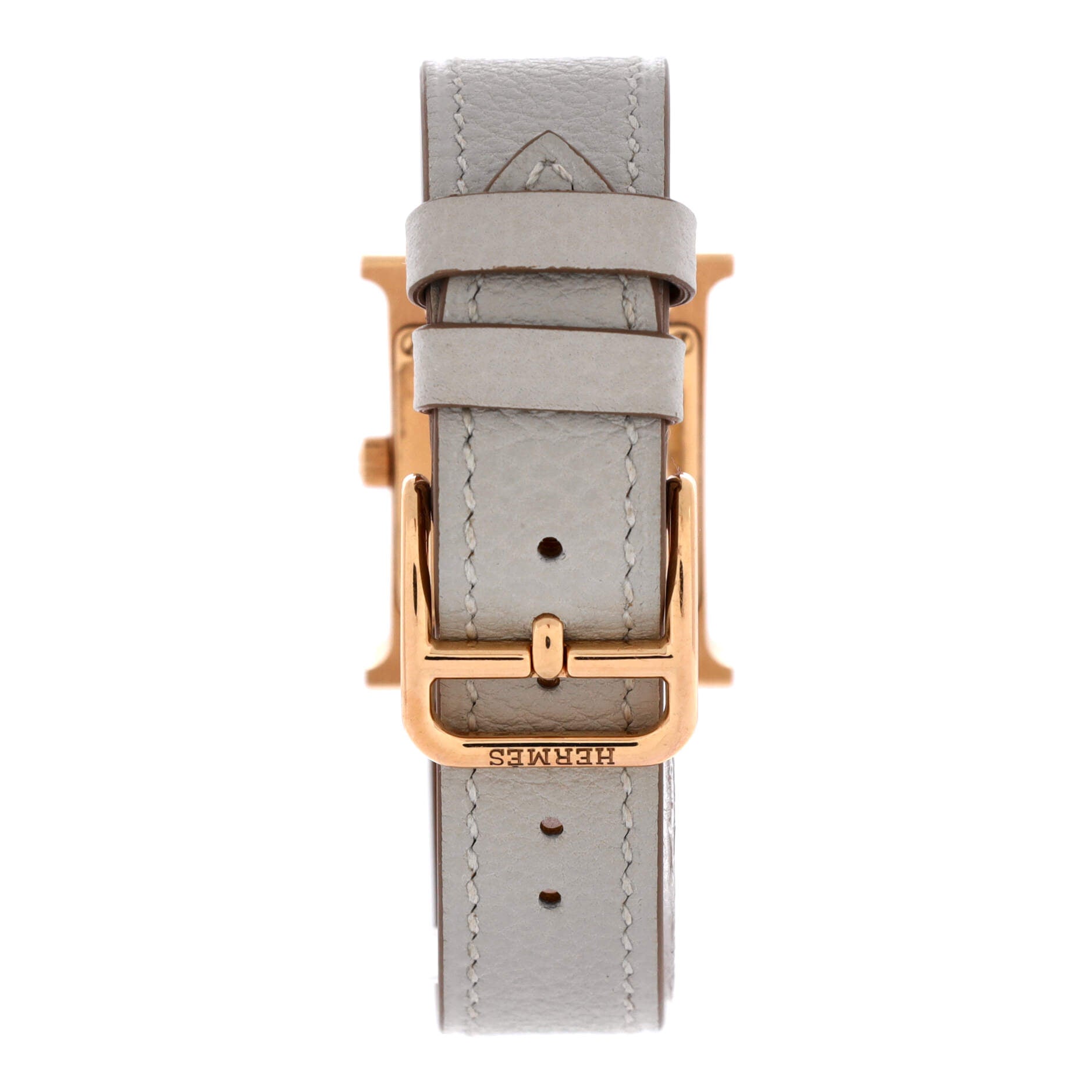 Heure H Quartz Watch Clous de Paris Hobnail Rose Gold and Leather 21