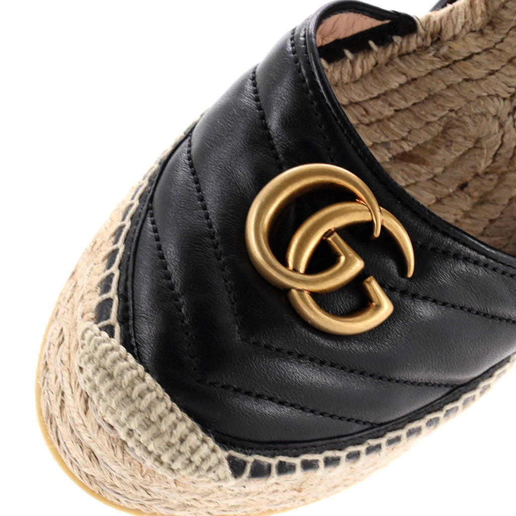 Women's GG Marmont Wedge Espadrilles Matelasse Leather
