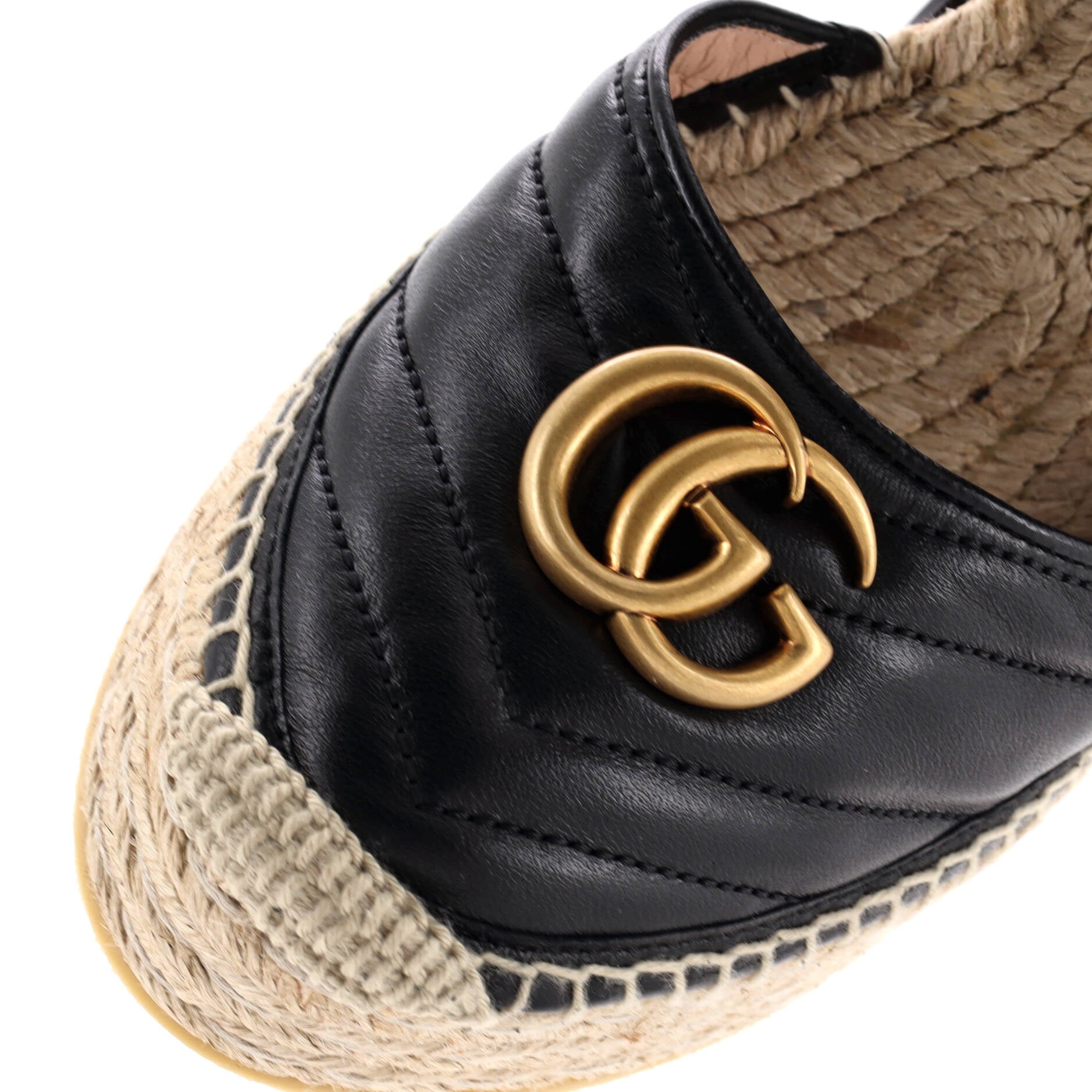 Women's GG Marmont Wedge Espadrilles Matelasse Leather