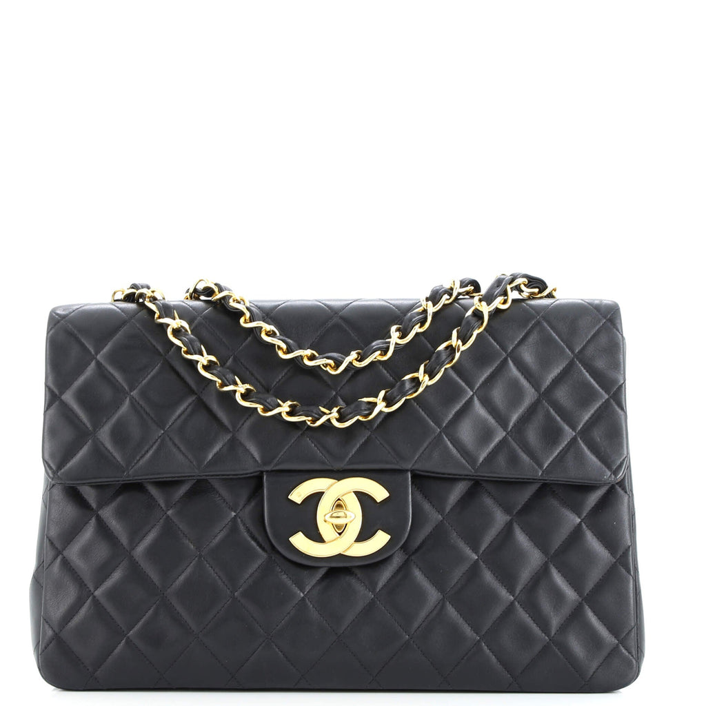 Vintage Classic Single Flap Bag Quilted Lambskin Jumbo