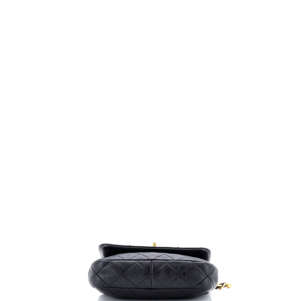 CC Pearl Section Chain Flap Bag Quilted Calfskin Mini