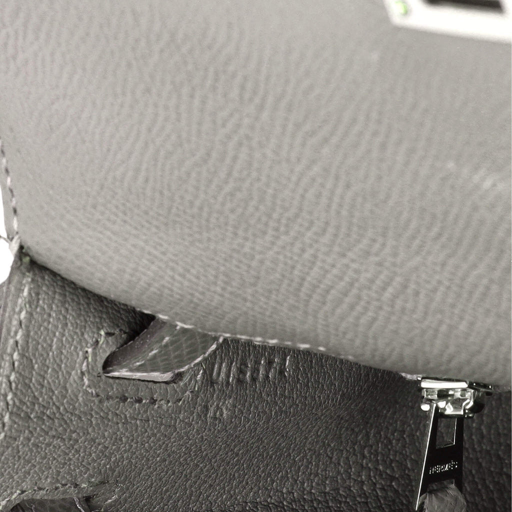 Kelly Handbag Grey Epsom with Palladium Hardware 25