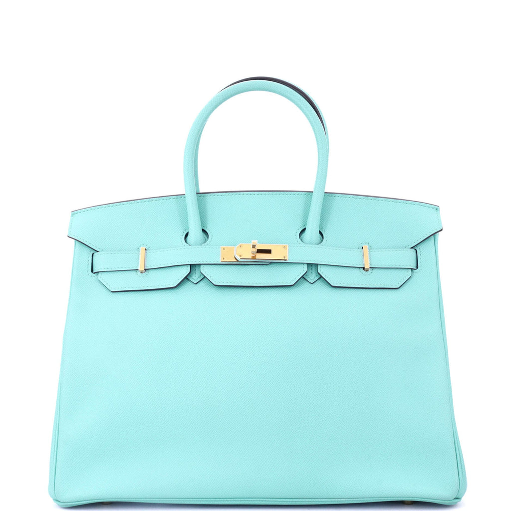 Birkin Handbag Bleu Atoll Epsom with Gold Hardware 35
