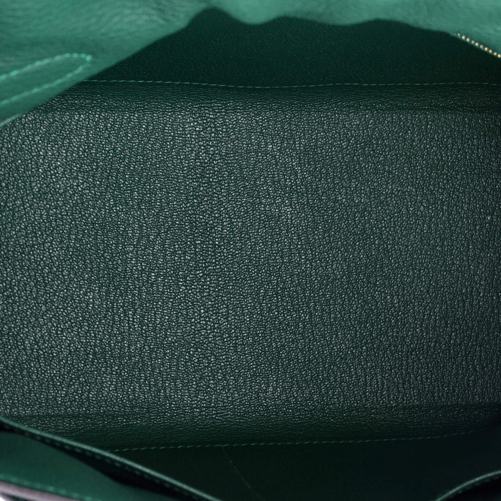 Kelly Handbag Malachite Clemence with Gold Hardware 28