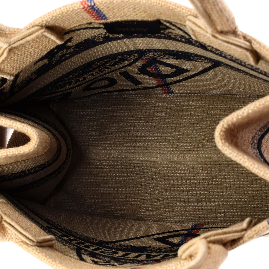 Book Tote Embroidered Raffia Small