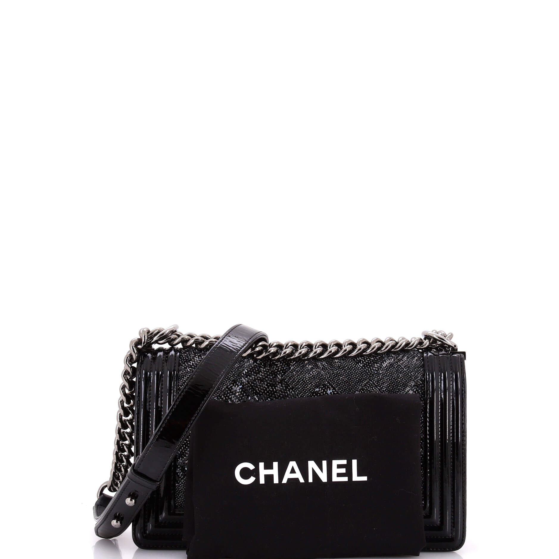 Boy Flap Bag Sequin with Patent Old Medium