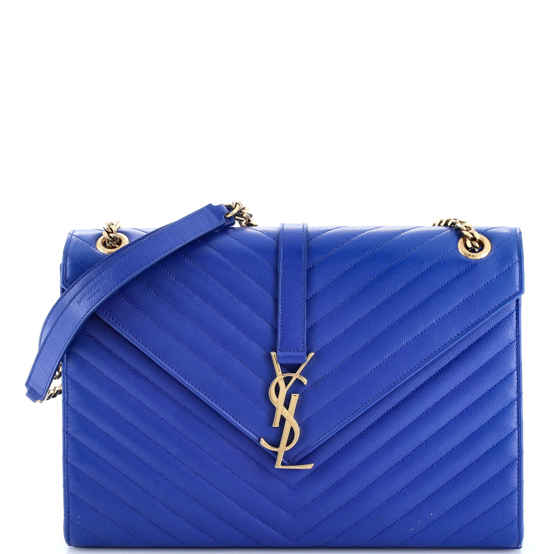 Classic Monogram Envelope Satchel Matelasse Chevron Leather Large