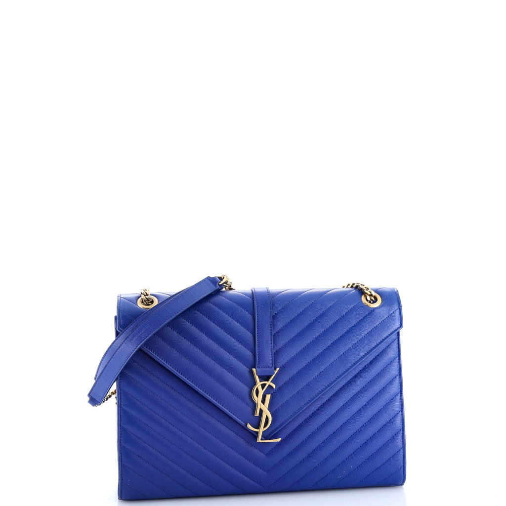 Classic Monogram Envelope Satchel Matelasse Chevron Leather Large