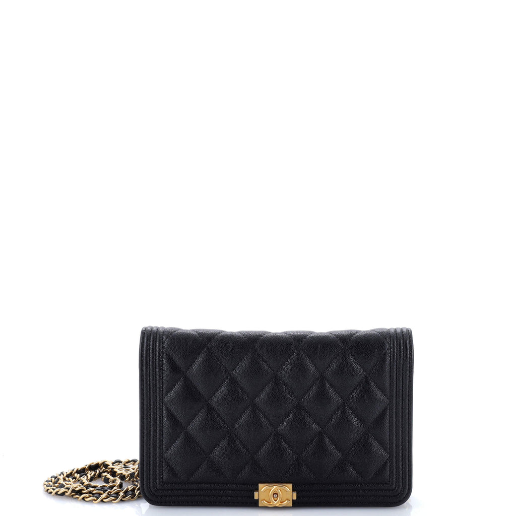 Boy Wallet on Chain Quilted Caviar