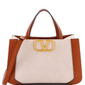 VLogo Shopper Tote Canvas and Leather Small
