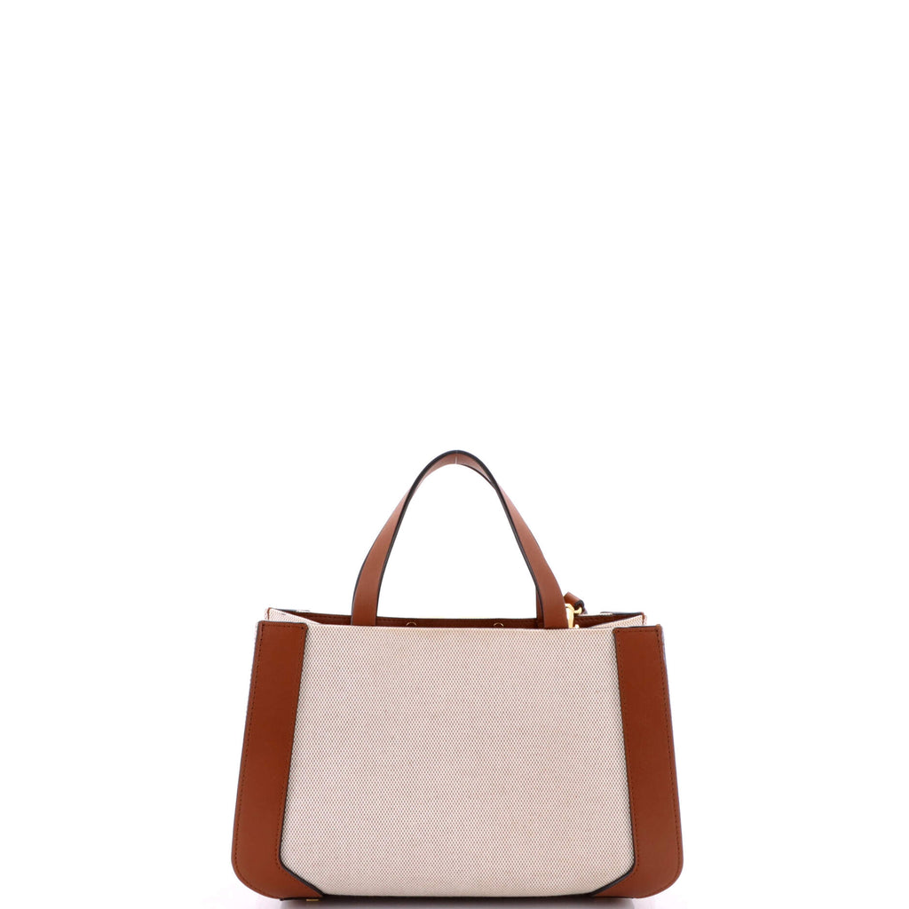 VLogo Shopper Tote Canvas and Leather Small