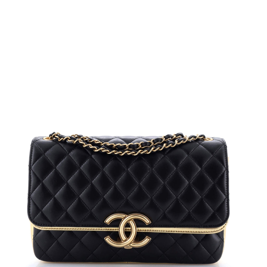 CC Chic Double Flap Bag Quilted Lambskin Medium