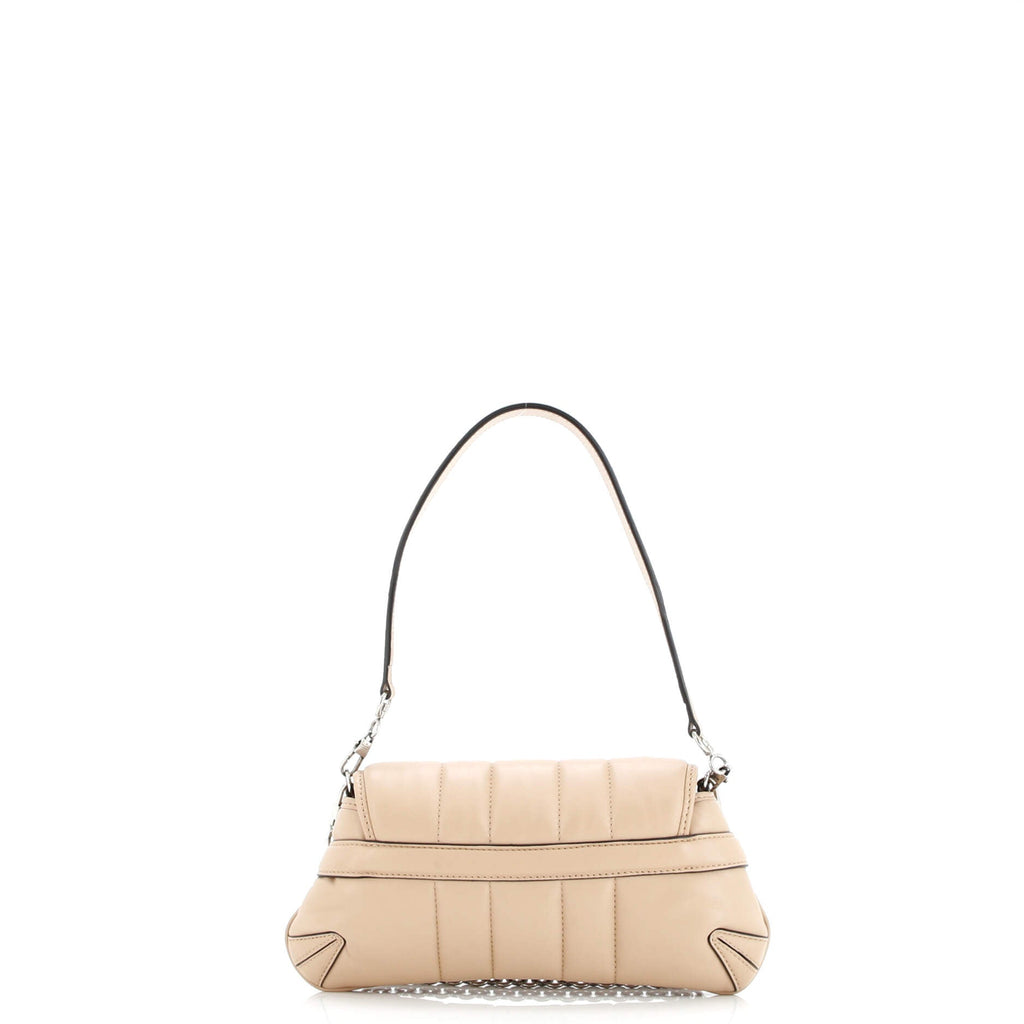 Horsebit Chain Shoulder Bag Vertical Quilted Leather Small