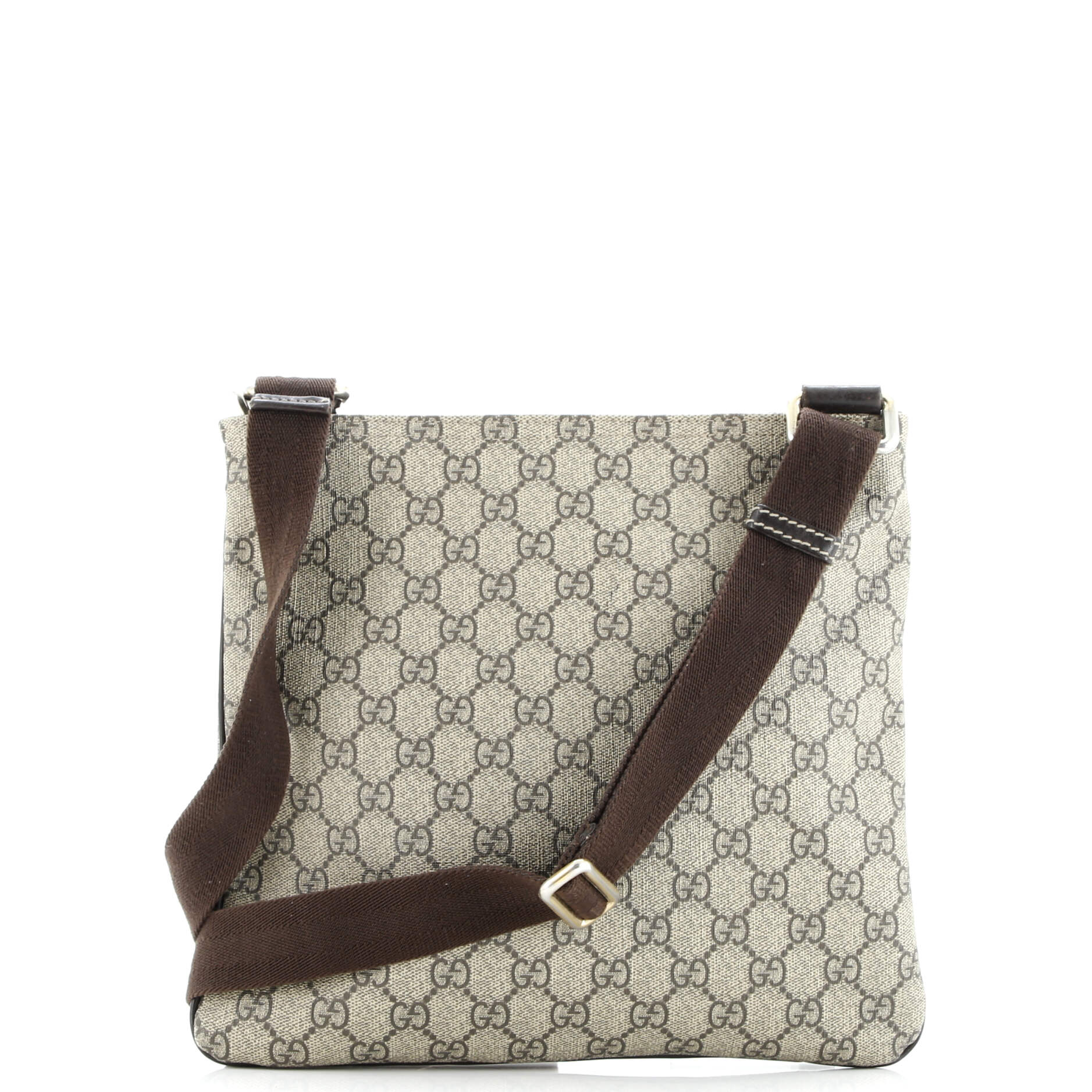 Front Zip Flat Messenger Bag GG Coated Canvas Medium
