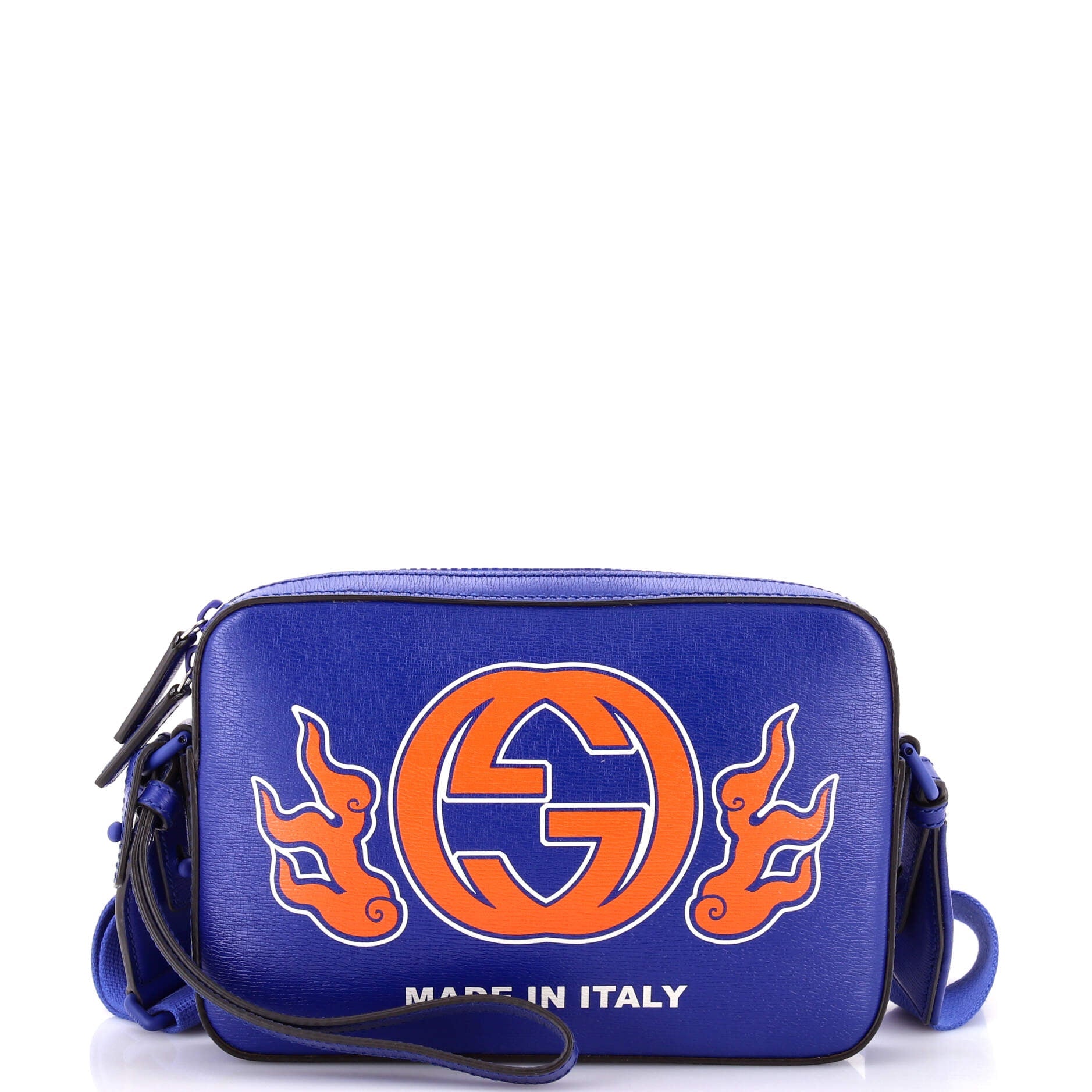 NY Dragons Camera Crossbody Bag Printed Leather Small