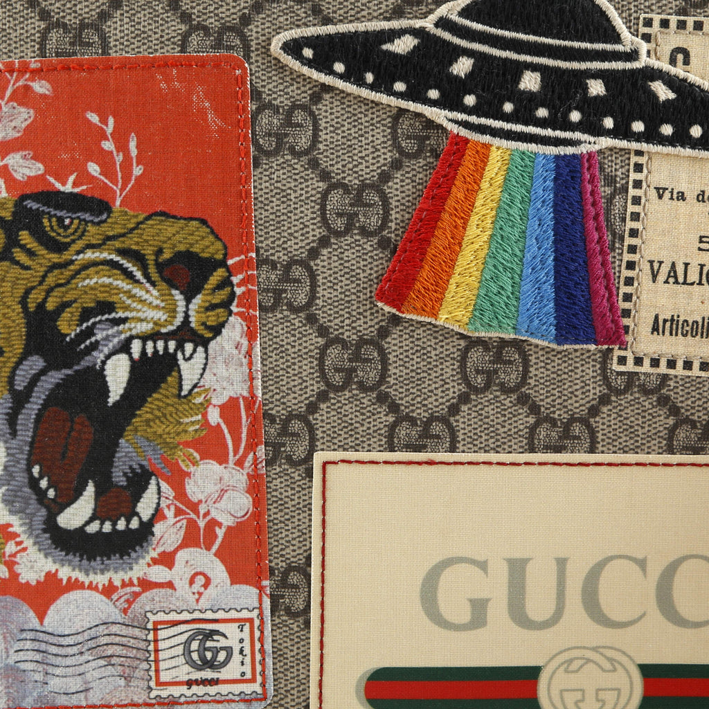 Courrier Pouch GG Coated Canvas with Applique