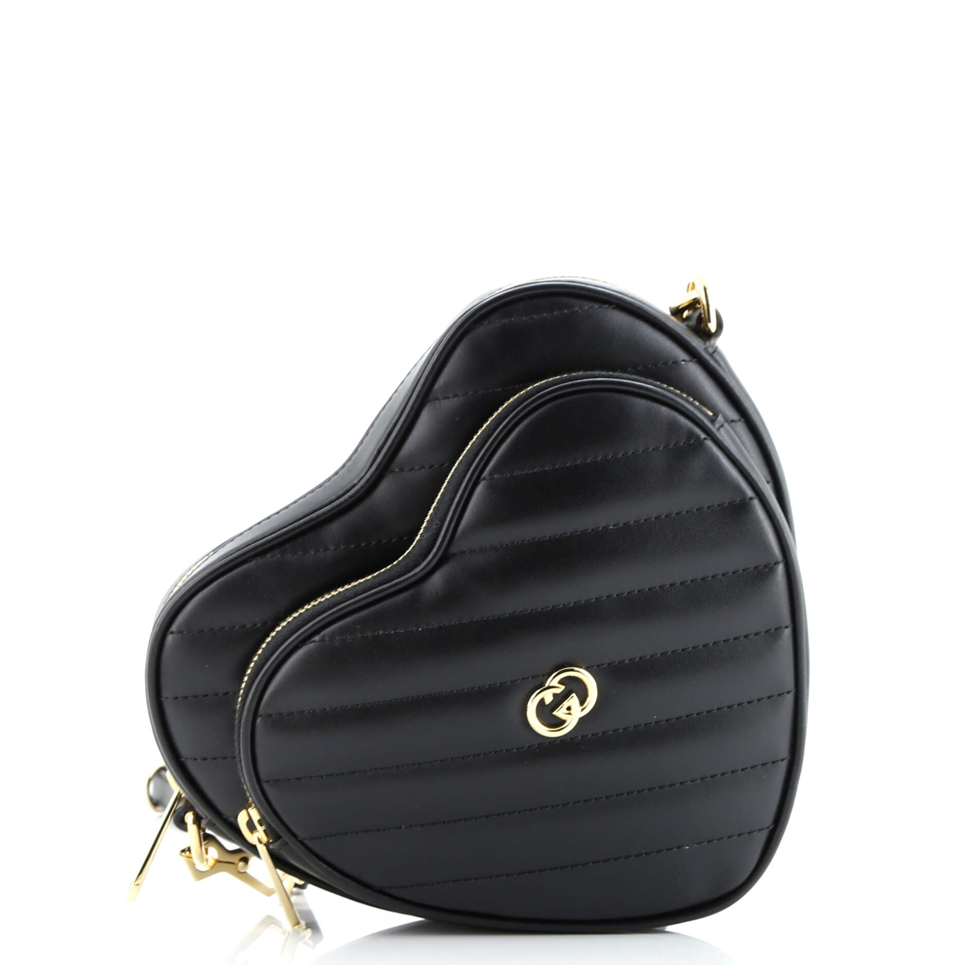 Interlocking G Heart Shoulder Bag Diagonal Quilted Leather Mini