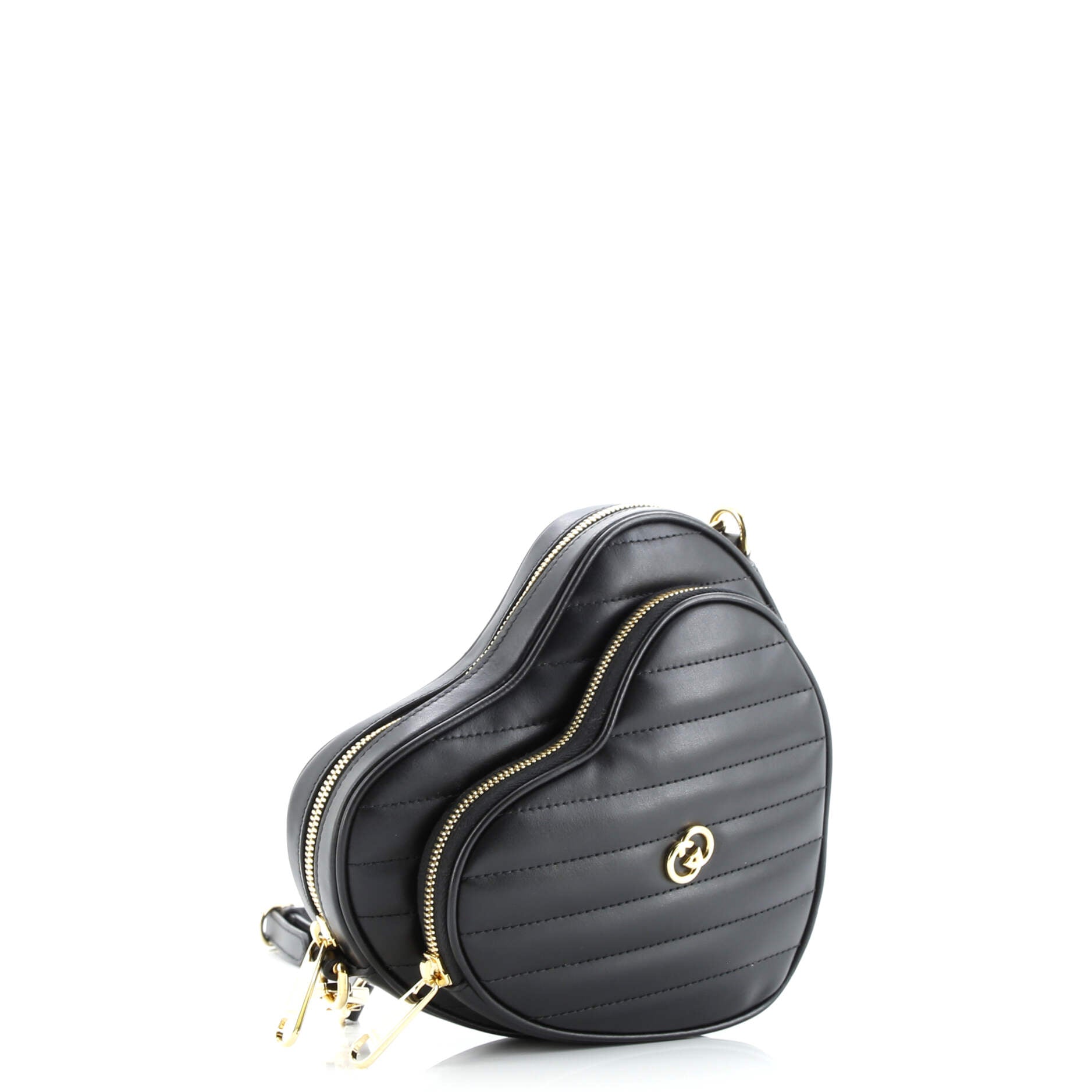Interlocking G Heart Shoulder Bag Diagonal Quilted Leather Mini