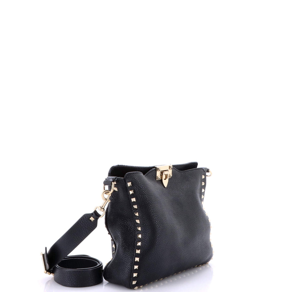 Rockstud Flip Lock Messenger Bag Leather Small