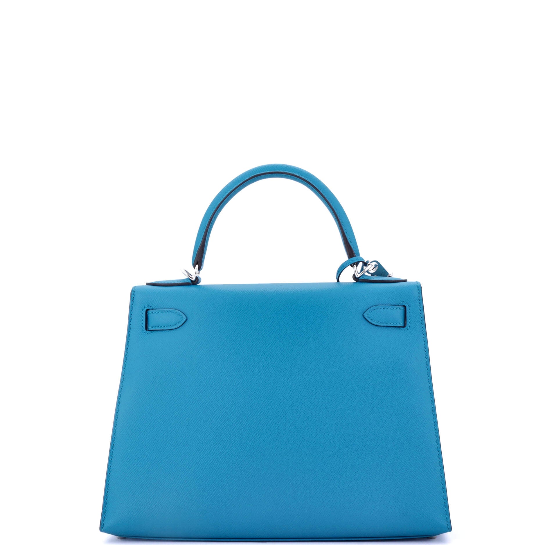 Kelly Handbag Bleu Zanzibar Epsom with Palladium Hardware 28