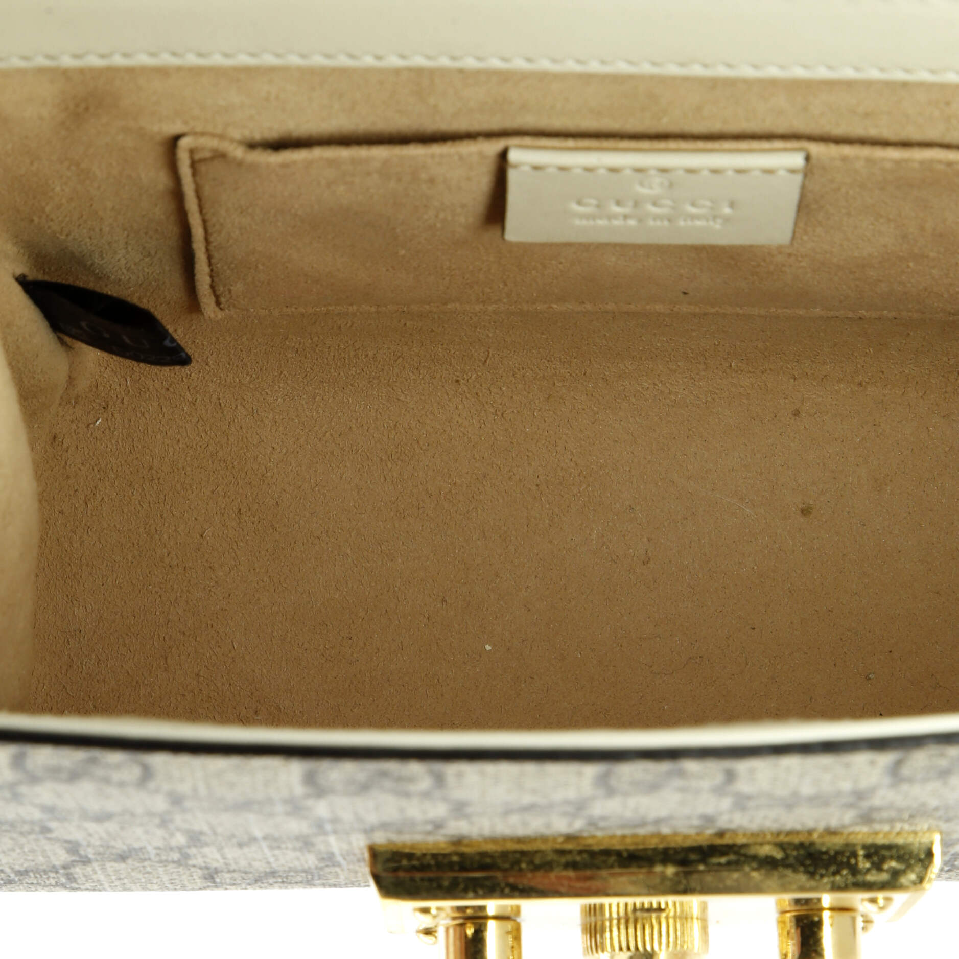 Pearly Padlock Shoulder Bag GG Coated Canvas with Studded Leather Small