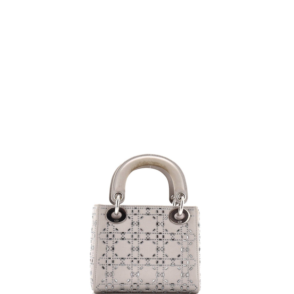 Lady Dior Bag Crystal Embellished Cannage Quilt Satin Mini