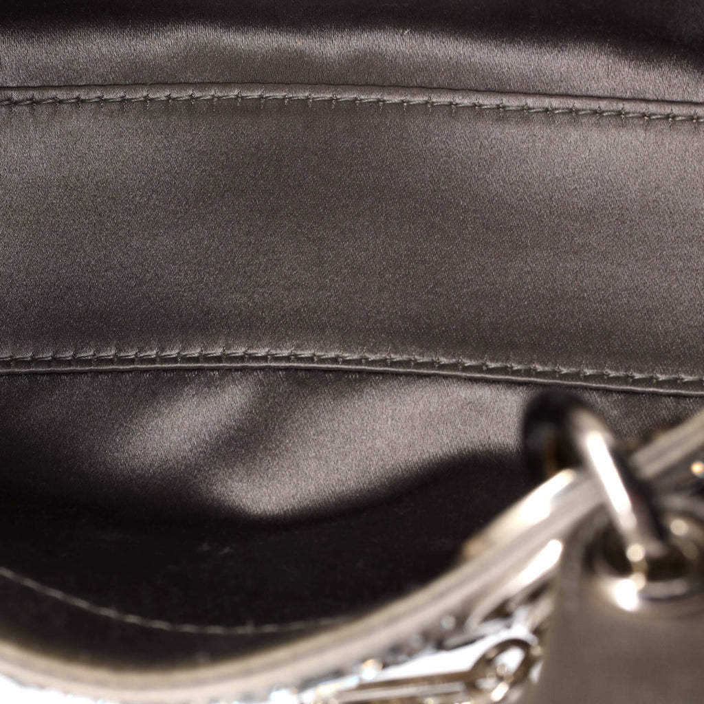 Lady Dior Bag Crystal Embellished Cannage Quilt Satin Mini