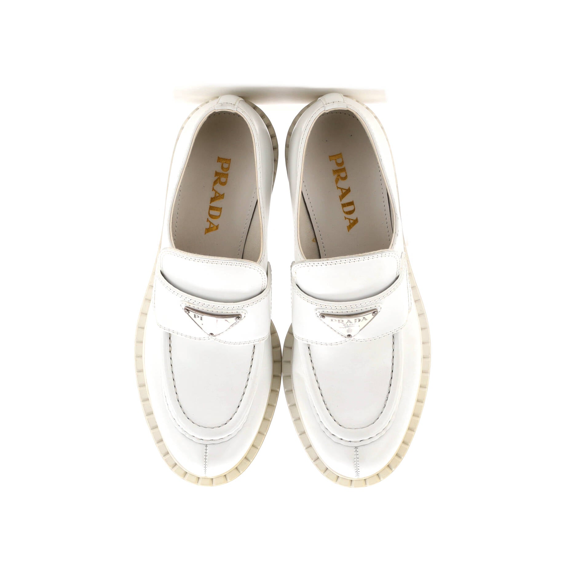 Women's Triangle Logo Loafers Spazzolato Leather