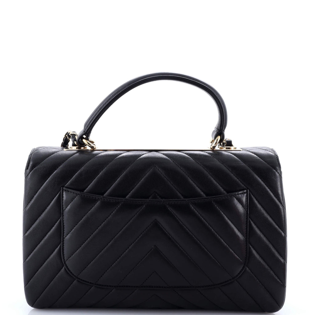 Trendy CC Top Handle Bag Chevron Lambskin Medium