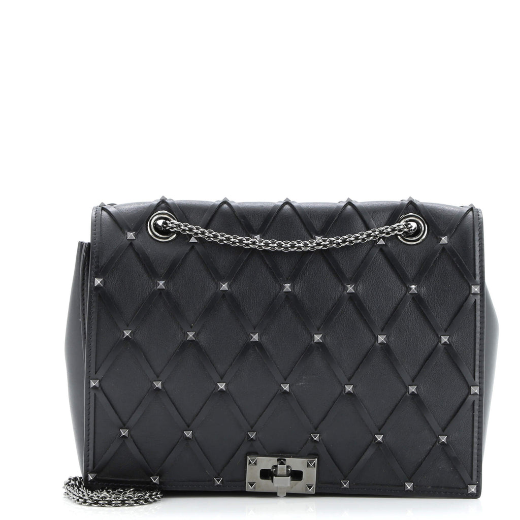 Rockstud Beehive Chain Flap Bag Quilted Leather Medium
