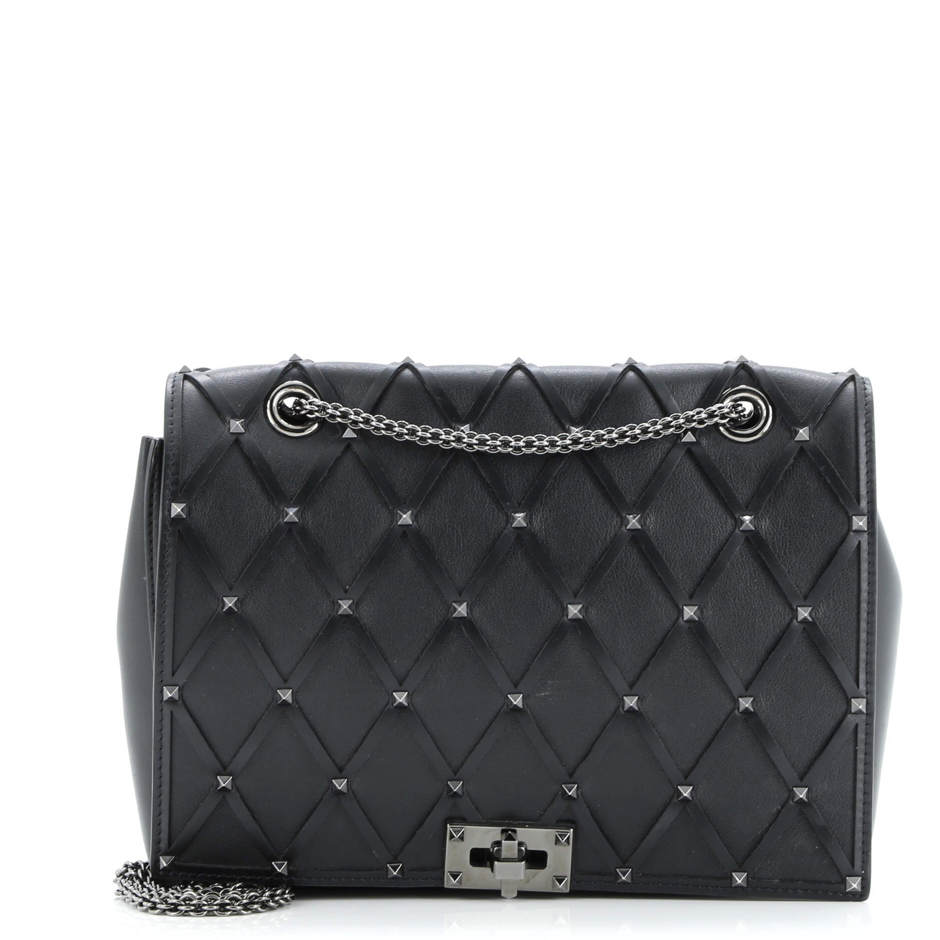 Rockstud Beehive Chain Flap Bag Quilted Leather Medium