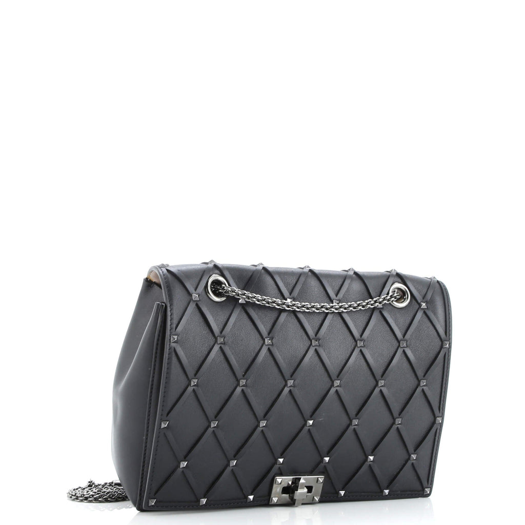 Rockstud Beehive Chain Flap Bag Quilted Leather Medium
