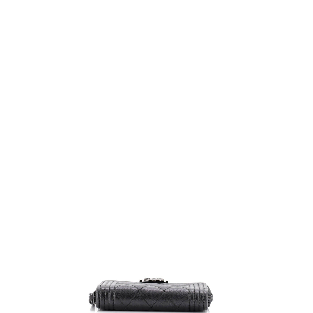 So Black Boy Zip Coin Purse Quilted Caviar Small
