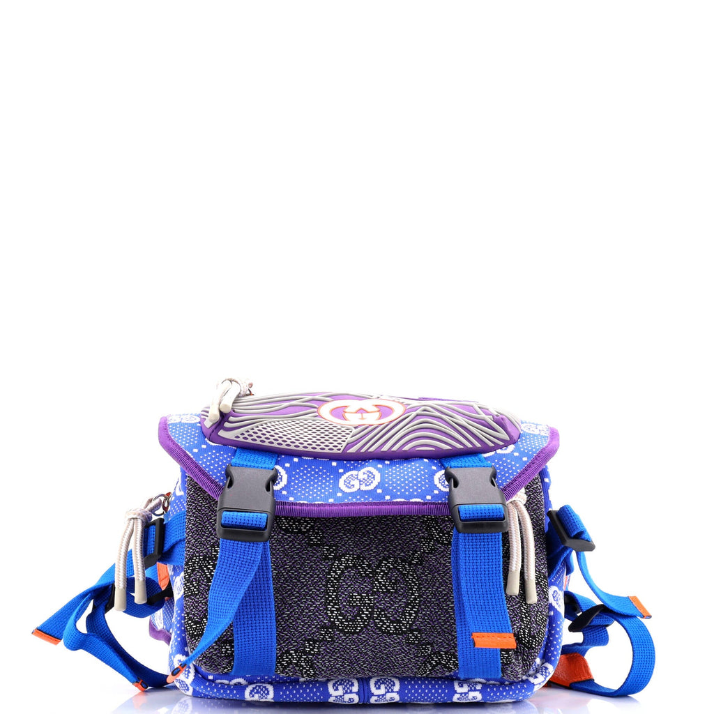 Buckle Flap Chest Strap Backpack GG Fabric with Rubber