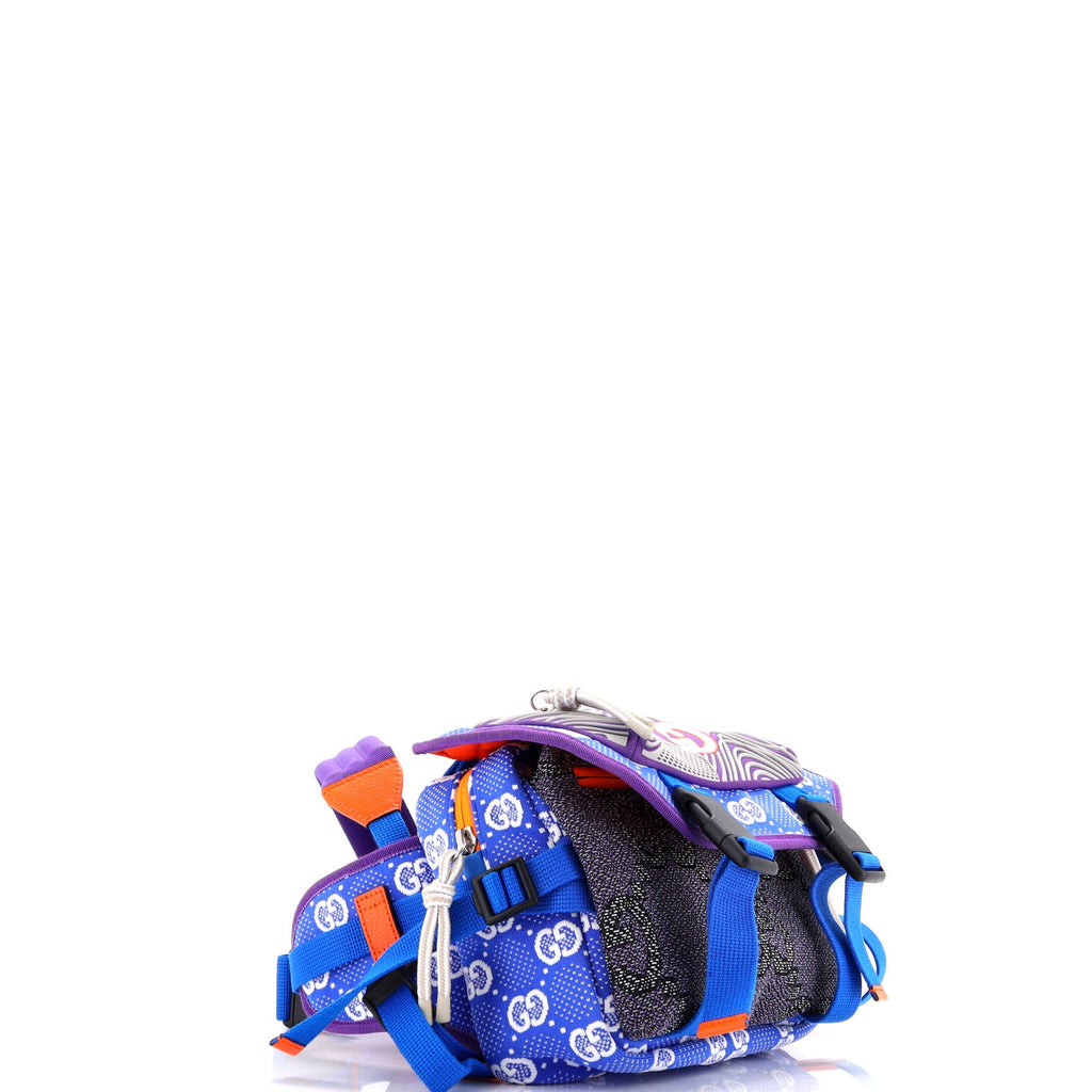 Buckle Flap Chest Strap Backpack GG Fabric with Rubber