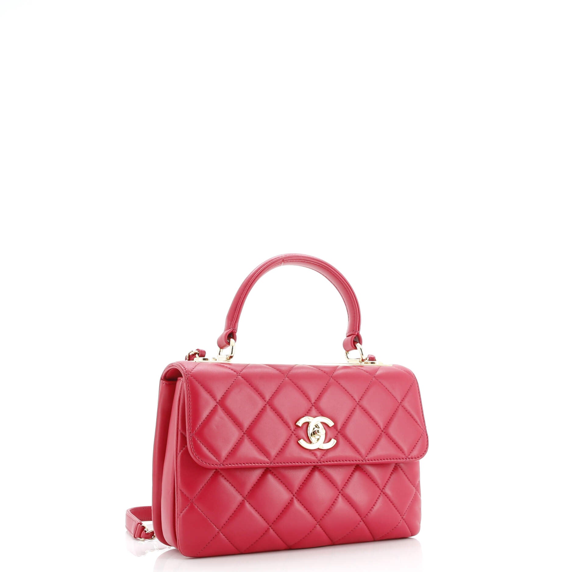 Trendy CC Top Handle Bag Quilted Lambskin Small