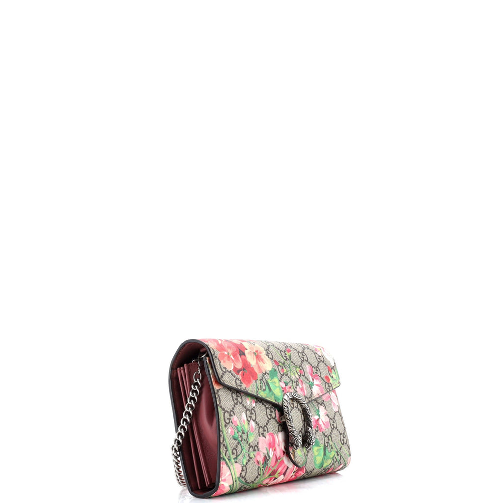 Dionysus Chain Wallet Blooms Print GG Coated Canvas Small