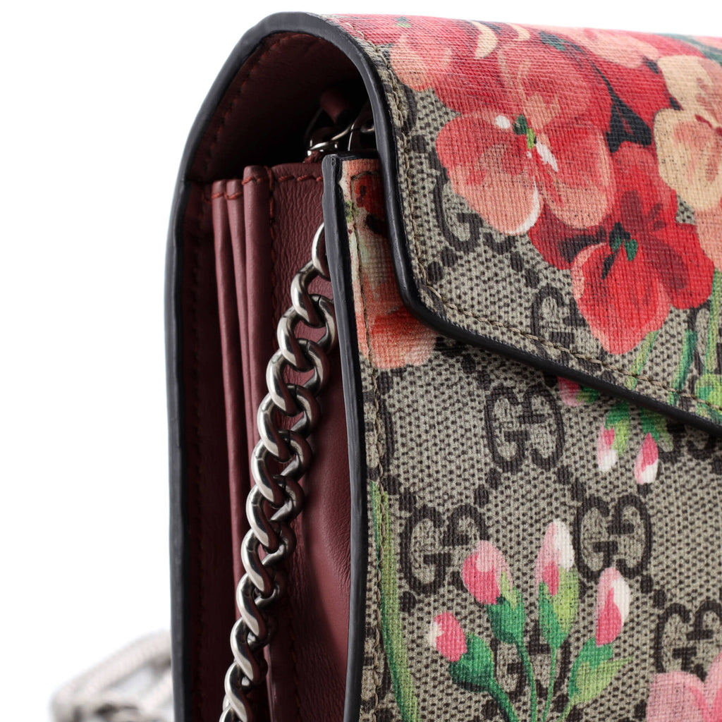 Dionysus Chain Wallet Blooms Print GG Coated Canvas Small