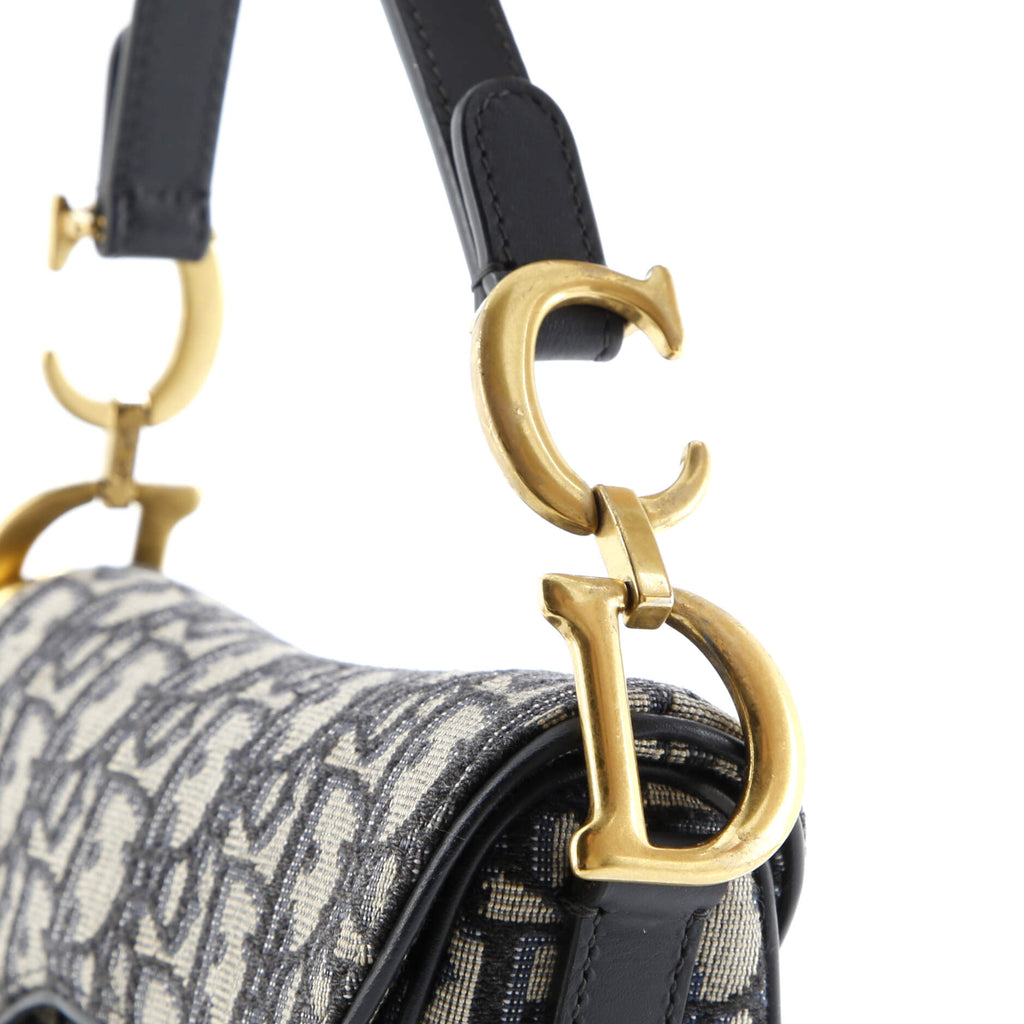Saddle Handbag with Strap Oblique Canvas Mini