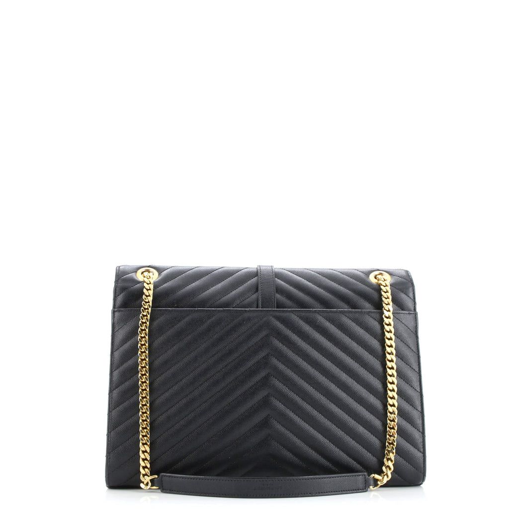 Classic Monogram Envelope Satchel Matelasse Chevron Leather Large