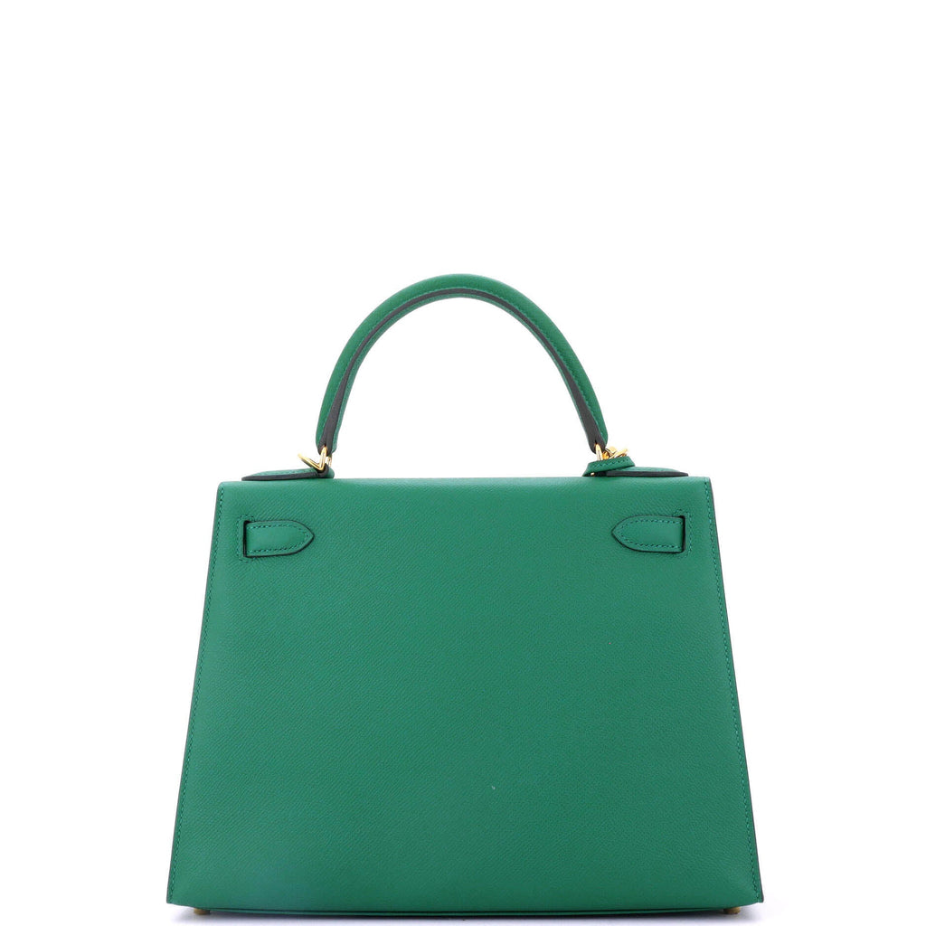 Kelly Handbag Vert Vertigo Epsom with Gold Hardware 28